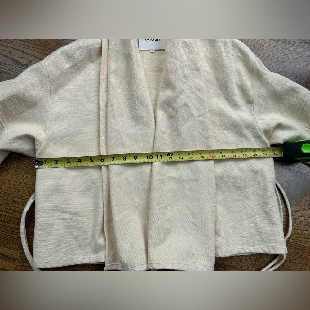 Ba&sh Joyce Jacket Sz 1 US 4 Linen Cotton Wrap Tie Waist Cream/Ecru Boho Kimono - Picture 13 of 15